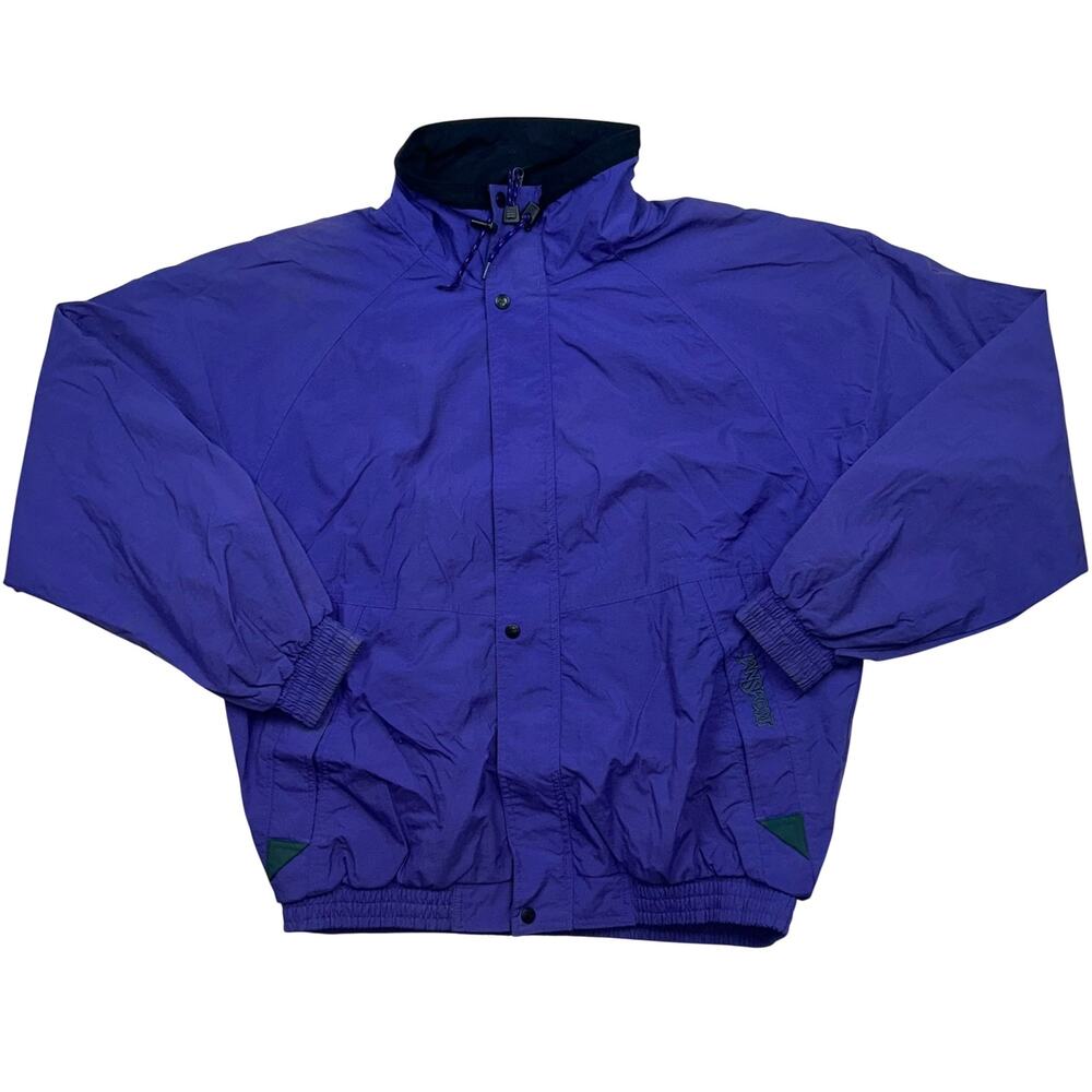 Vintage 90s JanSport Windbreaker Jacket Mens Purple Teal Nylon Outdoor